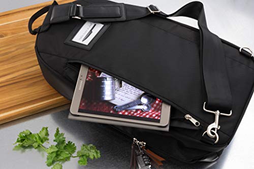 Chef Knife Bag (21+ Slots) is Padded, Includes a Padlock, Holds 21 Knives PLUS Your Knife Steel, a Zipped Tool Pouch, and More! Our Professional Line Knife Carrier Includes Name Card Holder (Bag Only)