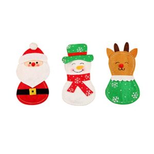 3 pcs christmas knife spoon holder xmas fork bag christmas elements patterned silverware holder pouch cutlery storage bag for xmas party festival (without cutlery)