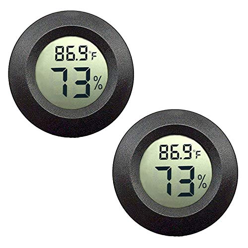 JEDEW 2-Pack Mini Hygrometer Thermometer Digital LCD Monitor Indoor/Outdoor Humidity Meter Gauge Temperature for Humidifiers Dehumidifiers Greenhouse Reptile Humidor Fahrenheit(℉)/ Celsius(℃)