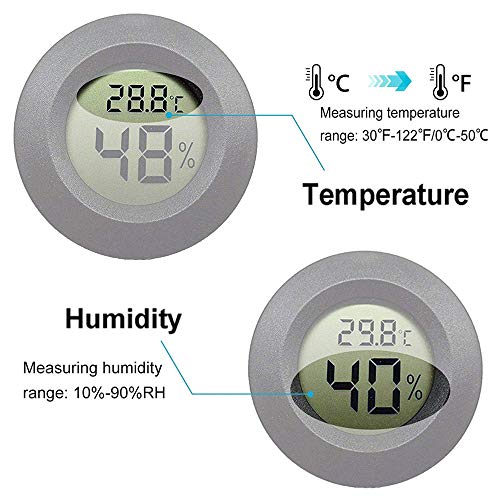 JEDEW 2-Pack Mini Hygrometer Thermometer Digital LCD Monitor Indoor/Outdoor Humidity Meter Gauge Temperature for Humidifiers Dehumidifiers Greenhouse Reptile Humidor Fahrenheit(℉)/ Celsius(℃)