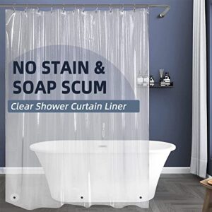 titanker clear shower curtain liner, 72 x 72 plastic shower liner lightweight peva shower curtain liner for bathroom, waterproof shower liner with magnets and rustproof grommet holes