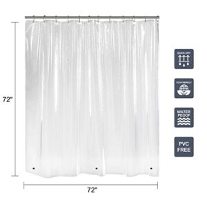 Titanker Clear Shower Curtain Liner, 72 x 72 Plastic Shower Liner Lightweight PEVA Shower Curtain Liner for Bathroom, Waterproof Shower Liner with Magnets and Rustproof Grommet Holes