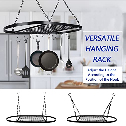 Vipush Ceiling Pot Rack, Pot and Pan Rack Mounted Cookware Storage Rack - Hanging Pot and Pan Hanging Rack Organizer with 10 Hooks for Kitchen Organization, 31.5 x 15.7inch