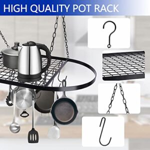 Vipush Ceiling Pot Rack, Pot and Pan Rack Mounted Cookware Storage Rack - Hanging Pot and Pan Hanging Rack Organizer with 10 Hooks for Kitchen Organization, 31.5 x 15.7inch