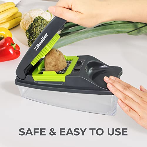 Mueller Vegetable Chopper - Heavy Duty Vegetable Slicer - Onion Chopper with Container - Food Chopper Slicer Dicer Cutter - 4 Blades