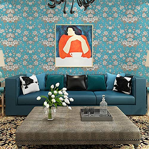 HOYOYO 17.8 x 78 Inches Self-Adhesive Shelf Liner, Dresser Drawer Paper Wall Sticket Home Decoration, Blue Vintage Peony Decorative