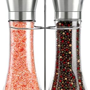 Willow & Everett Salt and Pepper Grinder Set - Stainless Steel Refillable Salt & Peppercorn Shakers