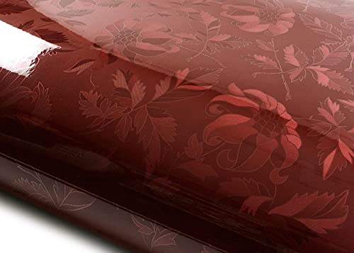 ROSEROSA Peel and Stick PVC Instant Floral Decorative Self-Adhesive Film Countertop Backsplash Olivia Red Wine (PGS9200-6 : 1.96 Feet X 6.56 Feet)