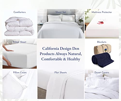 California Design Den Natural 100% Cotton Sheets Queen Sheet Set, Soft 400 Thread Count Sateen Cooling Sheets, Deep Pocket Queen Sheets, 4 Piece Bed Sheets Queen ( Bright White Sheets)