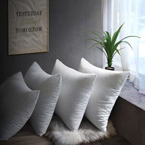 mengt throw pillow inserts 18” x 18 set of 4 ultra-soft hypoallergenic square couch pillows with polycotton filling for bed, sofa, sleeping, decorating(white)