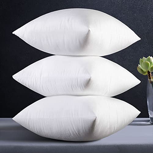 MENGT Throw Pillow Inserts 18” x 18 Set of 4 Ultra-Soft Hypoallergenic Square Couch Pillows with Polycotton Filling for Bed, Sofa, Sleeping, Decorating(White)