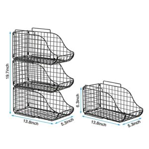 Standing Can Dispenser Bin 3-Pack, Stackable Beverage Drink Pop Soda Can Storage Organizer Basket with Handles, Foldable Canned Food Holder for Kitchen Pantry Countertop Cabinet Patent Pending