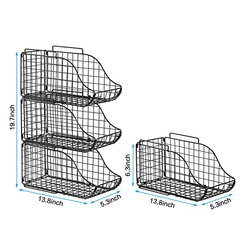 Standing Can Dispenser Bin 3-Pack, Stackable Beverage Drink Pop Soda Can Storage Organizer Basket with Handles, Foldable Canned Food Holder for Kitchen Pantry Countertop Cabinet Patent Pending