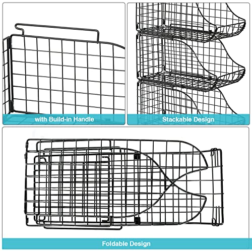 Standing Can Dispenser Bin 3-Pack, Stackable Beverage Drink Pop Soda Can Storage Organizer Basket with Handles, Foldable Canned Food Holder for Kitchen Pantry Countertop Cabinet Patent Pending