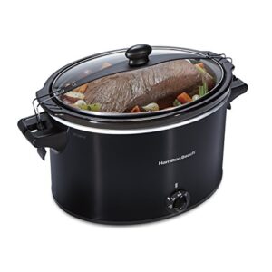hamilton beach slow cooker, extra large 10 quart, stay or go portable with lid lock, dishwasher safe crock, black (33195)