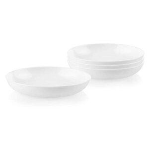 corelle 4-pc versa bowls for pasta, salad and more, service for 4, durable and eco-friendly 30-oz , compact stack bowl set, microwave and dishwasher safe, white