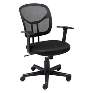 amazon basics mesh, mid-back, adjustable, swivel office desk chair with armrests, black