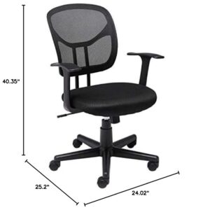 Amazon Basics Mesh, Mid-Back, Adjustable, Swivel Office Desk Chair with Armrests, Black