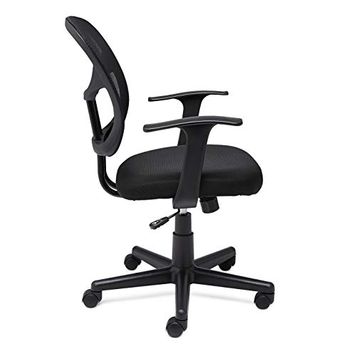 Amazon Basics Mesh, Mid-Back, Adjustable, Swivel Office Desk Chair with Armrests, Black