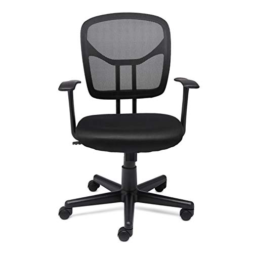 Amazon Basics Mesh, Mid-Back, Adjustable, Swivel Office Desk Chair with Armrests, Black