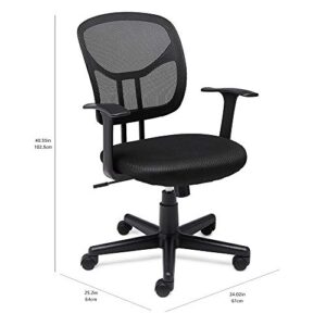 Amazon Basics Mesh, Mid-Back, Adjustable, Swivel Office Desk Chair with Armrests, Black