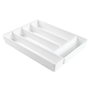 interdesign linus cutlery tray organizer for flatware and kitchen gadgets – 10.75″ x 13.75″ x 2″, white