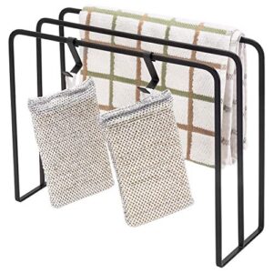 mygift black metal kitchen countertop dish cloth drying rack, dishcloth holder with 2 sponge hooks