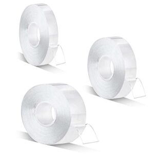 3 pcs double sided adhesive duct tape heavy duty,waterproof reusable strong wall tape picture hanging strips poster carpet tape.