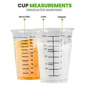 Disposable Measuring Cups for Resin - Pack of 20 8oz Clear Plastic Measuring Cup for Epoxy Resin, Stain, Paint Mixing - Half Pint Reusable Multipurpose Mixing Cups for Cooking and Baking