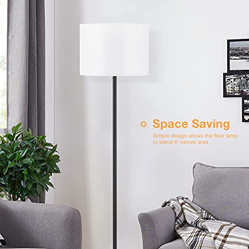 LED Floor Lamp Simple Design, Modern Floor Lamp with Shade, Tall Lamps for Living Room Bedroom Office Dining Room Kitchen, Black Pole Lamp with Foot Switch(Without Bulb)