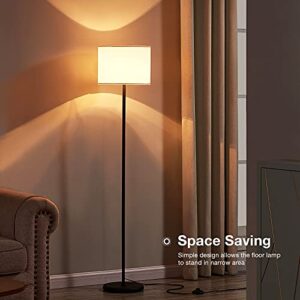 LED Floor Lamp Simple Design, Modern Floor Lamp with Shade, Tall Lamps for Living Room Bedroom Office Dining Room Kitchen, Black Pole Lamp with Foot Switch(Without Bulb)