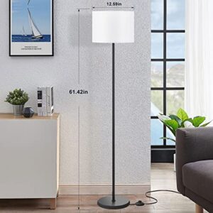 LED Floor Lamp Simple Design, Modern Floor Lamp with Shade, Tall Lamps for Living Room Bedroom Office Dining Room Kitchen, Black Pole Lamp with Foot Switch(Without Bulb)