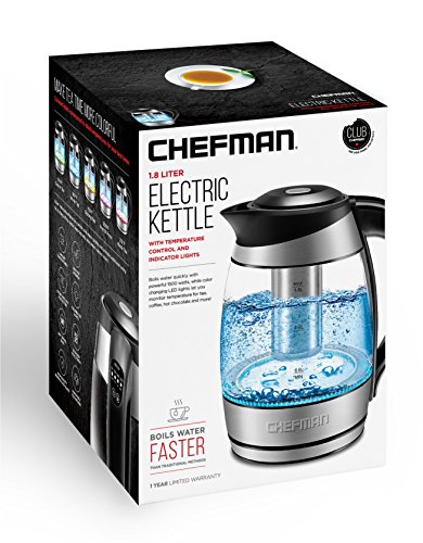 Chefman Electric Kettle w/Temperature Control, Removable Tea Infuser, 5 Presets LED Indicator Lights, 360° Swivel Base, BPA Free, Stainless Steel, 1.8 Liters