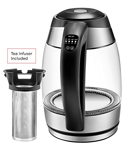 Chefman Electric Kettle w/Temperature Control, Removable Tea Infuser, 5 Presets LED Indicator Lights, 360° Swivel Base, BPA Free, Stainless Steel, 1.8 Liters