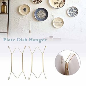 Houchu Dish Spring Holder Wall Display Plate Dish Hanger Golden Metal Hanging Securing Clip 6/7/8/10/12/14/16 Inch Hanging Hook Home Decor(10 inch)