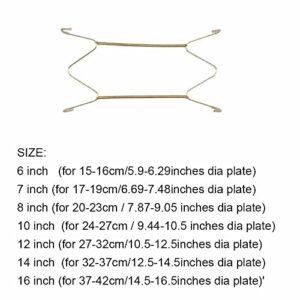Houchu Dish Spring Holder Wall Display Plate Dish Hanger Golden Metal Hanging Securing Clip 6/7/8/10/12/14/16 Inch Hanging Hook Home Decor(10 inch)