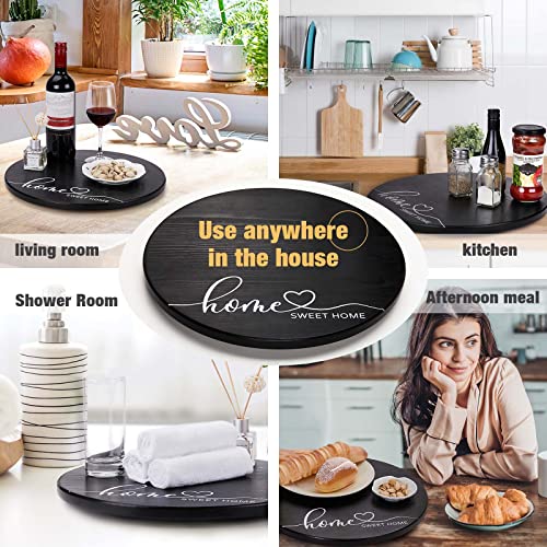 AW BRIDAL 15'' Wooden Lazy Susan Turntable Organizer, Black Large Lazy Susan Turntable for Table Cabinet or Pantry, Unique Anniversary Birthday Housewarming Gifts