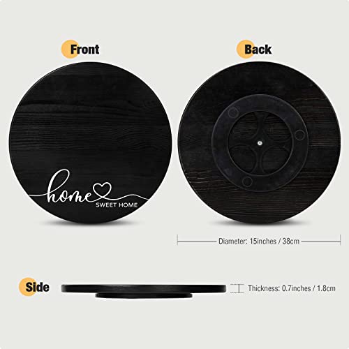 AW BRIDAL 15'' Wooden Lazy Susan Turntable Organizer, Black Large Lazy Susan Turntable for Table Cabinet or Pantry, Unique Anniversary Birthday Housewarming Gifts