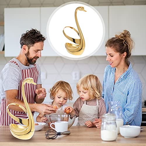 Kichvoe 1 Set Swan Base Spoon Holder Spoon and Fork Set Stand Organizer Fork Storage Rack Dinner Table Coffee Tableware Holder for Kitchen Decorative Wedding Parties