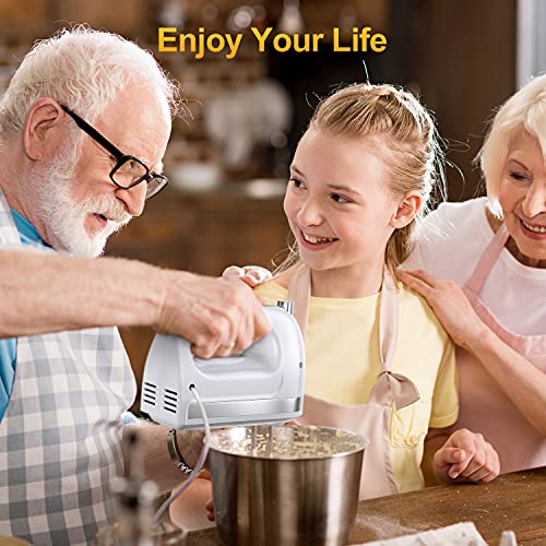 LILPARTNER Hand Mixer Electric, 400W Food Mixer 5 Speed Handheld Mixer, 5 Stainless Steel Accessories, Storage Box, Kitchen Mixer with Cord for Cream, Cookies, Dishwasher Safe