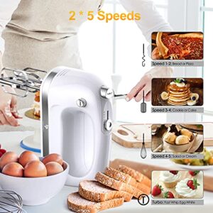 LILPARTNER Hand Mixer Electric, 400W Food Mixer 5 Speed Handheld Mixer, 5 Stainless Steel Accessories, Storage Box, Kitchen Mixer with Cord for Cream, Cookies, Dishwasher Safe