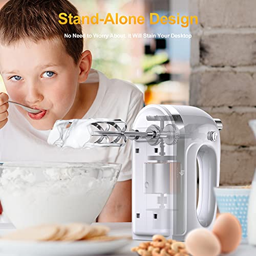 LILPARTNER Hand Mixer Electric, 400W Food Mixer 5 Speed Handheld Mixer, 5 Stainless Steel Accessories, Storage Box, Kitchen Mixer with Cord for Cream, Cookies, Dishwasher Safe