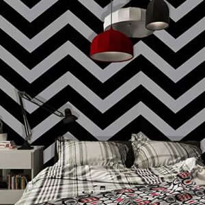 17.3"x393.7"Black and White Wallpaper Stripe Peel and Stick Wallpaper Self-Adhesive Contact Paper Removable Wallpaper Waterproof Wallpaper Decorative for Wall Covering Cabinets