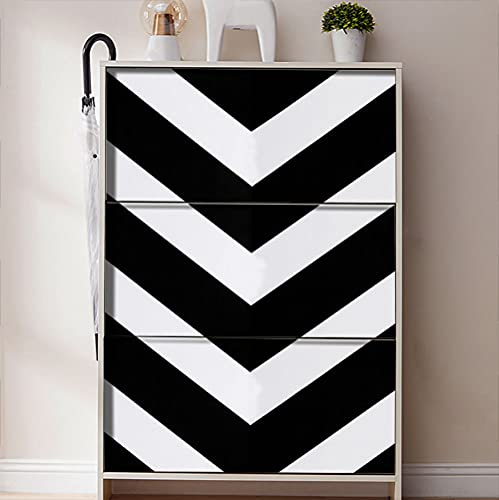 17.3"x393.7"Black and White Wallpaper Stripe Peel and Stick Wallpaper Self-Adhesive Contact Paper Removable Wallpaper Waterproof Wallpaper Decorative for Wall Covering Cabinets