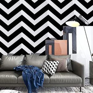 17.3"x393.7"Black and White Wallpaper Stripe Peel and Stick Wallpaper Self-Adhesive Contact Paper Removable Wallpaper Waterproof Wallpaper Decorative for Wall Covering Cabinets