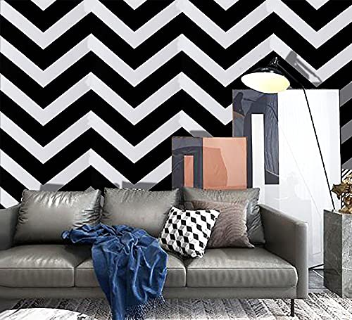 17.3"x393.7"Black and White Wallpaper Stripe Peel and Stick Wallpaper Self-Adhesive Contact Paper Removable Wallpaper Waterproof Wallpaper Decorative for Wall Covering Cabinets