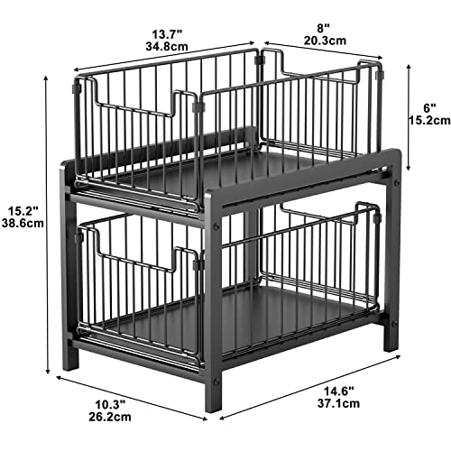 Ryhpez Under Sink Organizers and Storage, 2-Tier Cabinet Organizer Storage with Sliding Baskets Drawer for Kitchen Bathroom (Black)