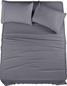 utopia bedding queen bed sheets set – 4 piece bedding – brushed microfiber – shrinkage and fade resistant – easy care (queen, grey)