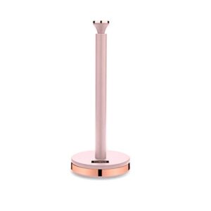 tower t826133pnk cavaletto towel pole kitchen roll holder with soft underliner, marshmallow pink and rose gold