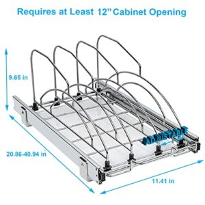 BBLHOME Pull Out Cabinet Organizer 11" W x 20" D x 8" H Rack Slide Out Kitchen Cutting Board for Kitchen Pantry for Cookie Sheet, Bakeware and Tray, Chrome